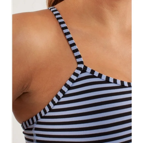 Lululemon Striped Power Y Tank Top Spaghetti Strap Blueish-Purpleish/Black Sz 6 - Picture 6 of 15